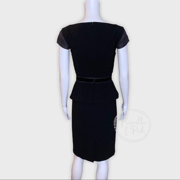 Tory Burch Ashley Cap-Sleeve Peplum Dress Black