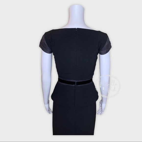 Tory Burch Ashley Cap-Sleeve Peplum Dress Black
