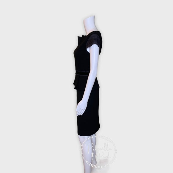 Tory Burch Ashley Cap-Sleeve Peplum Dress Black