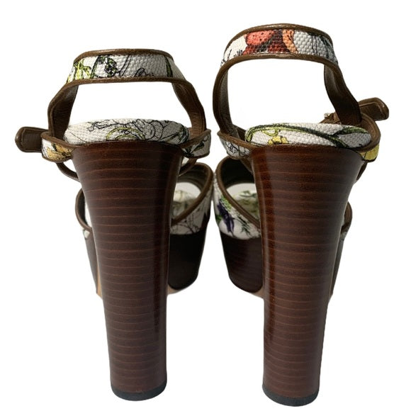 GUCCI Danielle Flora Canvas Clog Platform Sandal