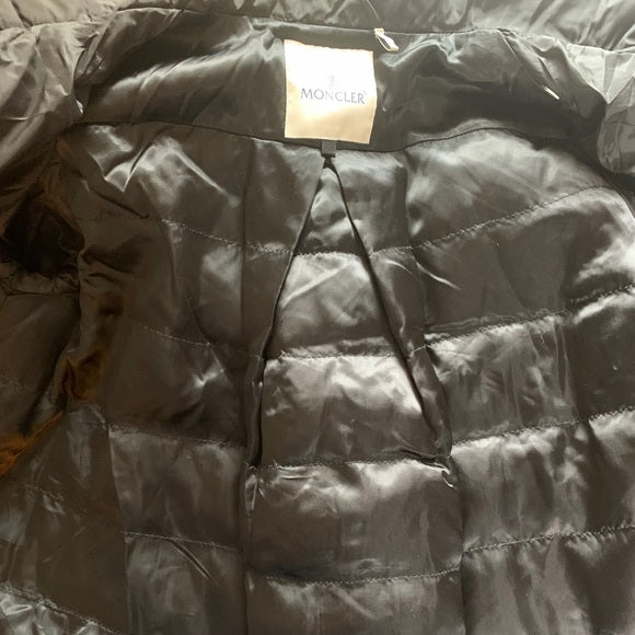 Moncler Black Mixed Media Down Puffer Wool Panel