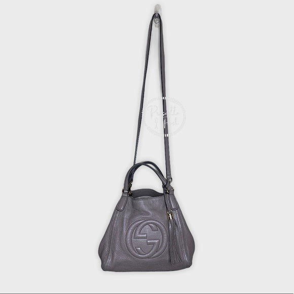 Gucci Soho Convertible Shoulder Bag Leather Taupe