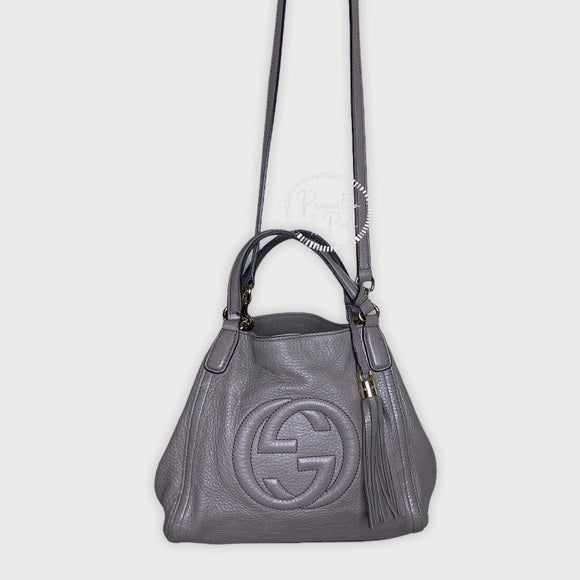 Gucci Soho Convertible Shoulder Bag Leather Taupe