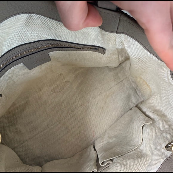 Gucci Soho Convertible Shoulder Bag Leather Taupe