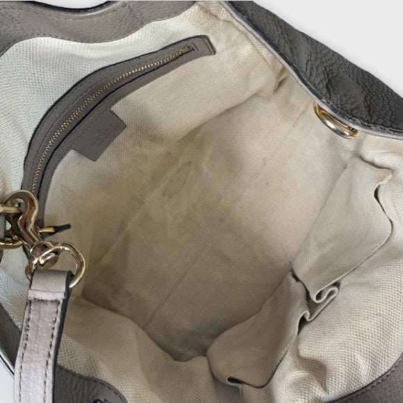 Gucci Soho Convertible Shoulder Bag Leather Taupe