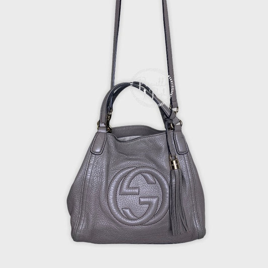 Gucci Soho Convertible Shoulder Bag Leather Taupe