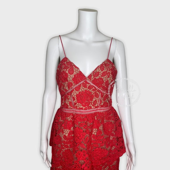 NWT Self Portrait Flower Lace Tiered Midi Dress