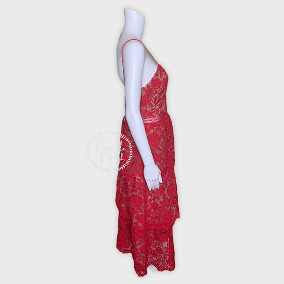 NWT Self Portrait Flower Lace Tiered Midi Dress