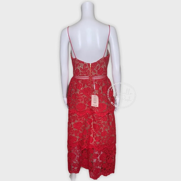 NWT Self Portrait Flower Lace Tiered Midi Dress