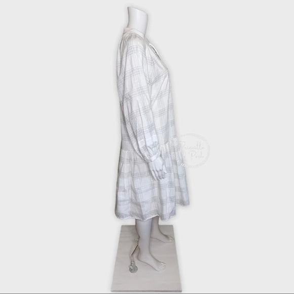 Tory Burch Cotton Lace Up Dress White Plaid