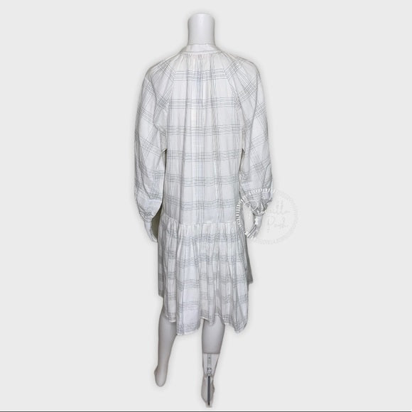 Tory Burch Cotton Lace Up Dress White Plaid