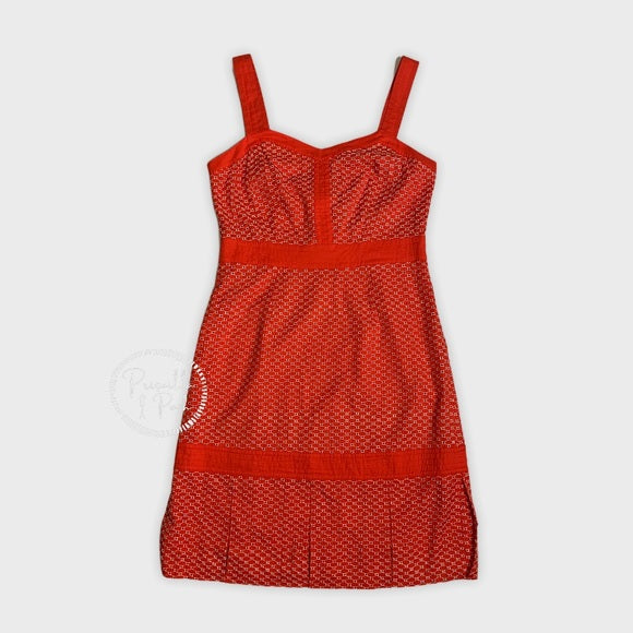 NWT Tory Burch Orange Eyelet Midi Sundress 12 XL