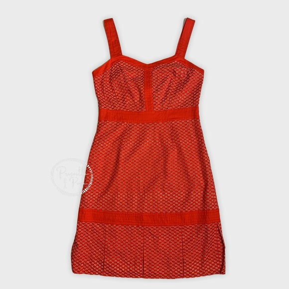NWT Tory Burch Orange Eyelet Midi Sundress 12 XL