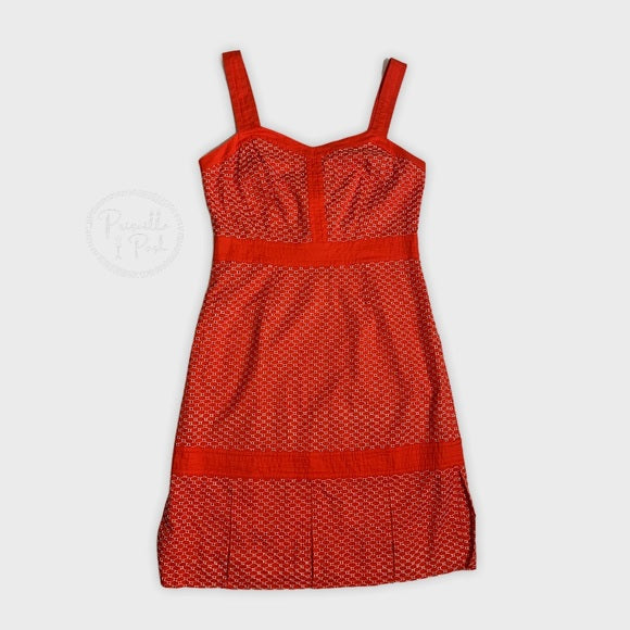 NWT Tory Burch Orange Eyelet Midi Sundress 12 XL