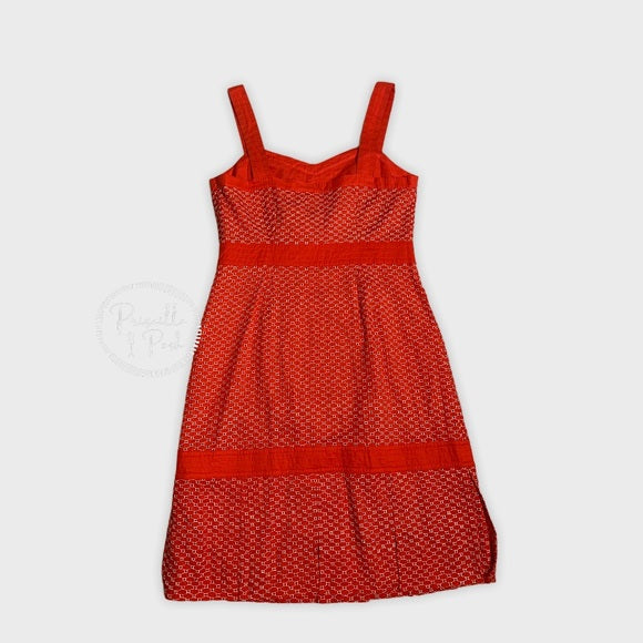 NWT Tory Burch Orange Eyelet Midi Sundress 12 XL