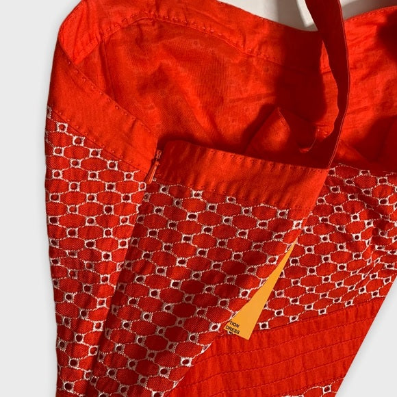 NWT Tory Burch Orange Eyelet Midi Sundress 12 XL