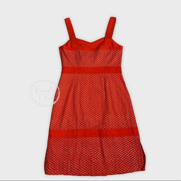 NWT Tory Burch Orange Eyelet Midi Sundress 12 XL