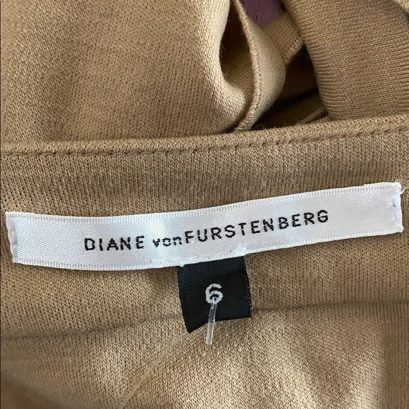 Diane Von Furstenberg Tan Khaki Wool Wrap Dress 6