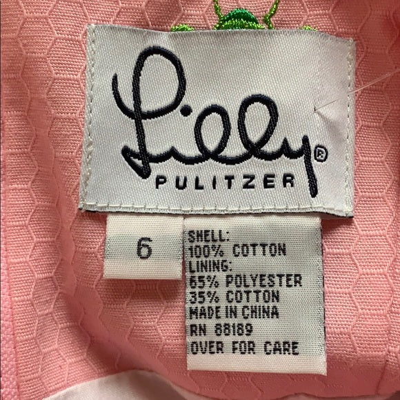 Lilly Pulitzer Pink High Neck Dress Green Bees