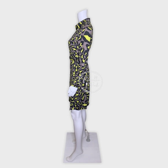 DVF Jeanne Silk Jersey Wrap Dress Snow Leopard