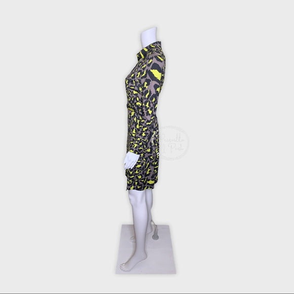 DVF Jeanne Silk Jersey Wrap Dress Snow Leopard