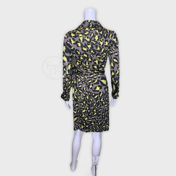 DVF Jeanne Silk Jersey Wrap Dress Snow Leopard