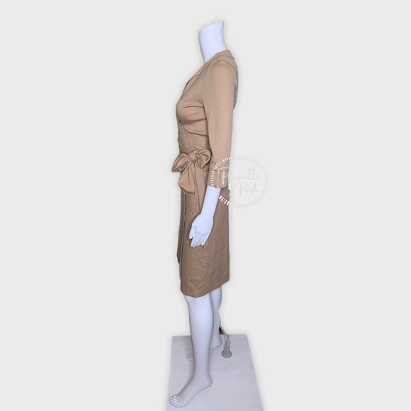 Diane Von Furstenberg Tan Khaki Wool Wrap Dress 6