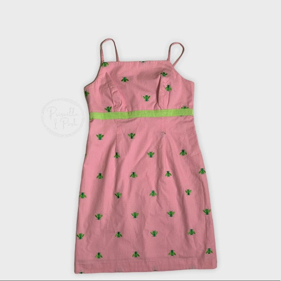 Lilly Pulitzer Pink High Neck Dress Green Bees