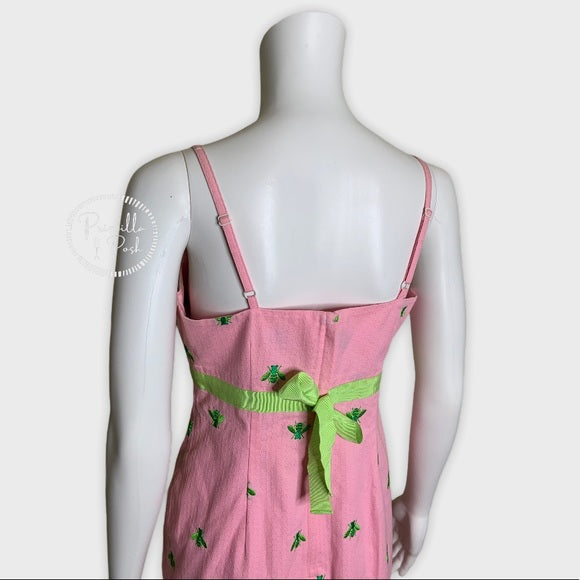 Lilly Pulitzer Pink High Neck Dress Green Bees