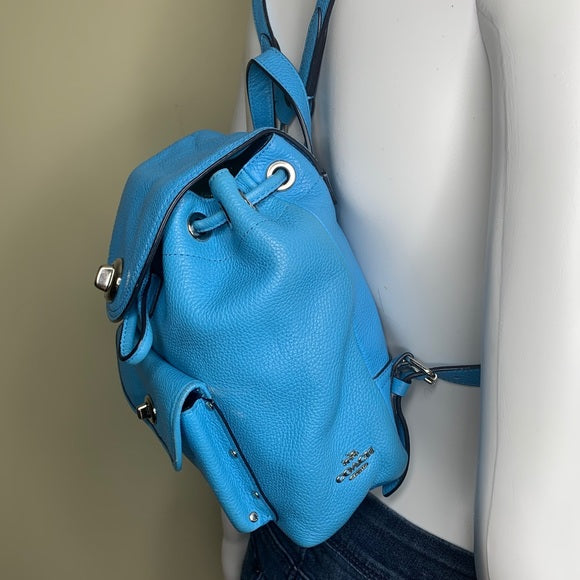 Coach Mini Turnlock Rucksack Pebbled Leather Back