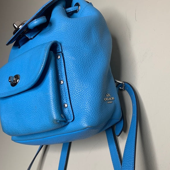 Coach Mini Turnlock Rucksack Pebbled Leather Back