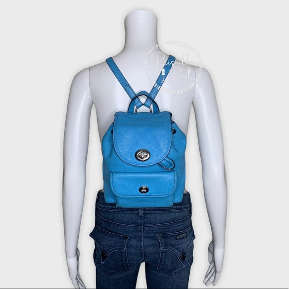 Coach Mini Turnlock Rucksack Pebbled Leather Back