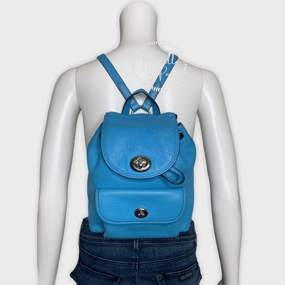 Coach Mini Turnlock Rucksack Pebbled Leather Back