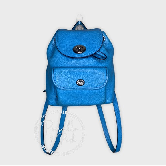 Coach Mini Turnlock Rucksack Pebbled Leather Back