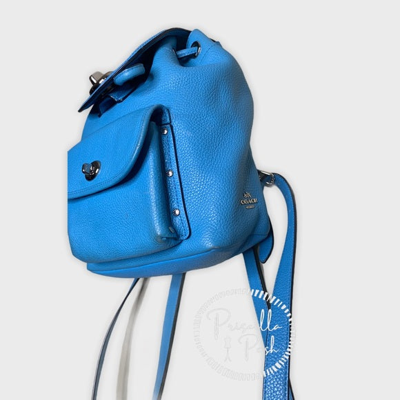 Coach Mini Turnlock Rucksack Pebbled Leather Back