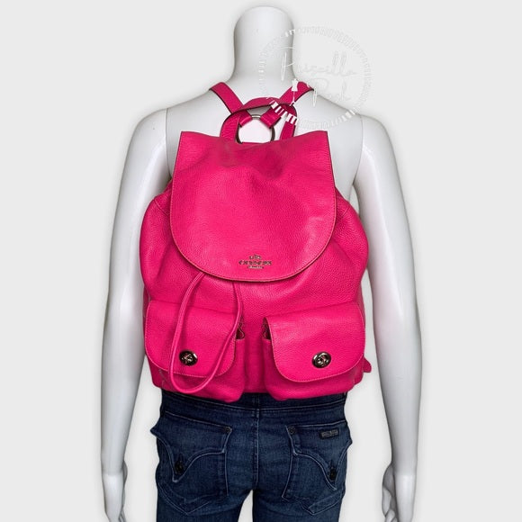 Coach Hot Pink Billie Leather Pebbled Backpack
