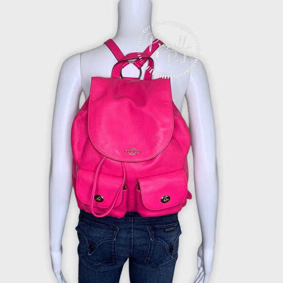 Coach Hot Pink Billie Leather Pebbled Backpack