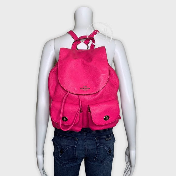 coach billie backpack pink Coach Hot Pink Billie Leather Pebbled Backpack – Priscilla Posh