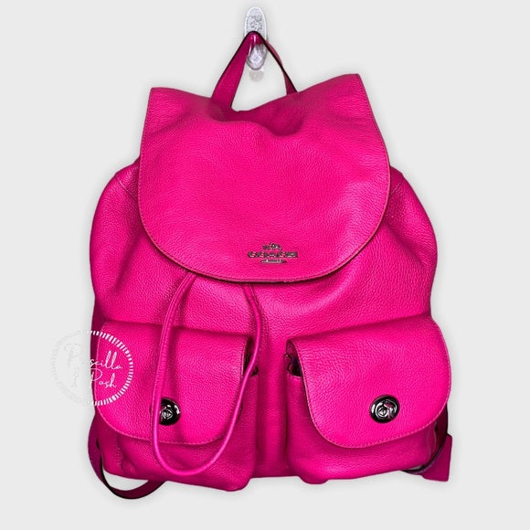 Coach Hot Pink Billie Leather Pebbled Backpack