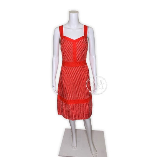 NWT Tory Burch Orange Eyelet Midi Sundress 12 XL