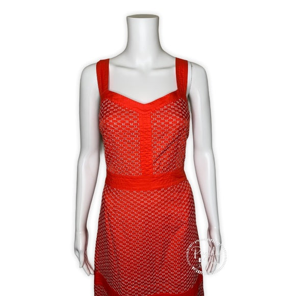 NWT Tory Burch Orange Eyelet Midi Sundress 12 XL