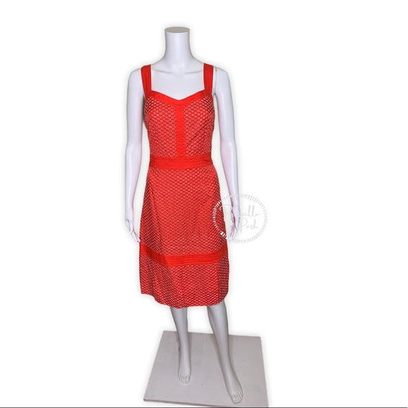 NWT Tory Burch Orange Eyelet Midi Sundress 12 XL