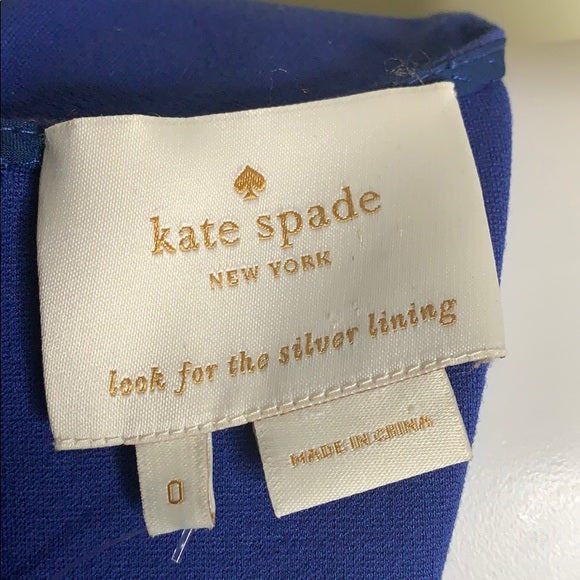 Kate Spade Blue Short V-Neck Sleeve A-Line Dress