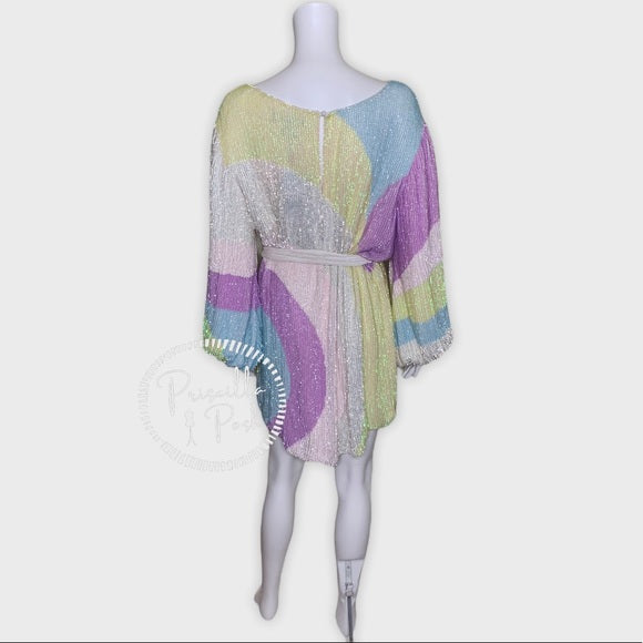 Retrofete Grace Sequin Dress Multi Color Swirl