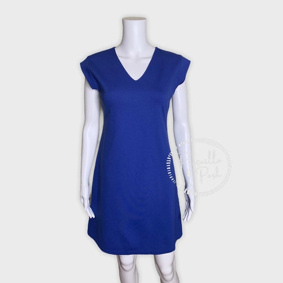 Kate Spade Blue Short V-Neck Sleeve A-Line Dress