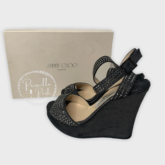Jimmy Choo Studded Pablo Platform Wedges Metallic