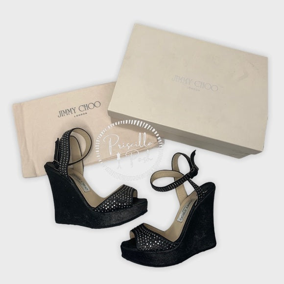 Jimmy Choo Studded Pablo Platform Wedges Metallic