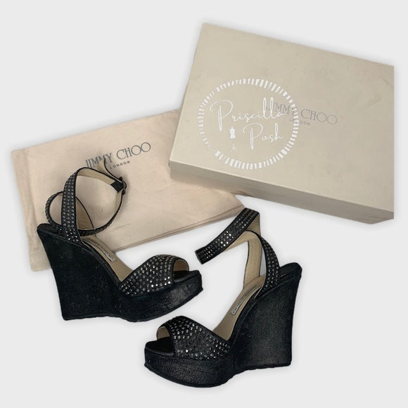 Jimmy Choo Studded Pablo Platform Wedges Metallic