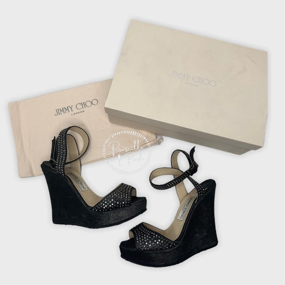 Jimmy Choo Studded Pablo Platform Wedges Metallic