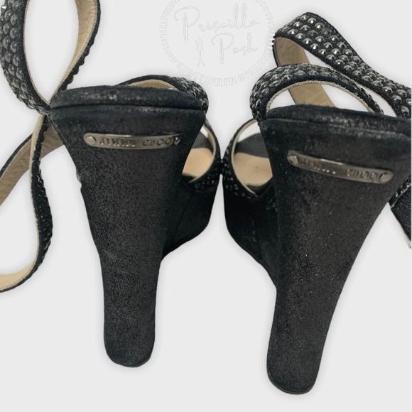 Jimmy Choo Studded Pablo Platform Wedges Metallic